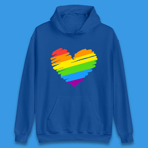 Rainbow Colour Heart Pride LGBTQ Rainbow Pride LGBT Gay Pride Month Unisex Hoodie