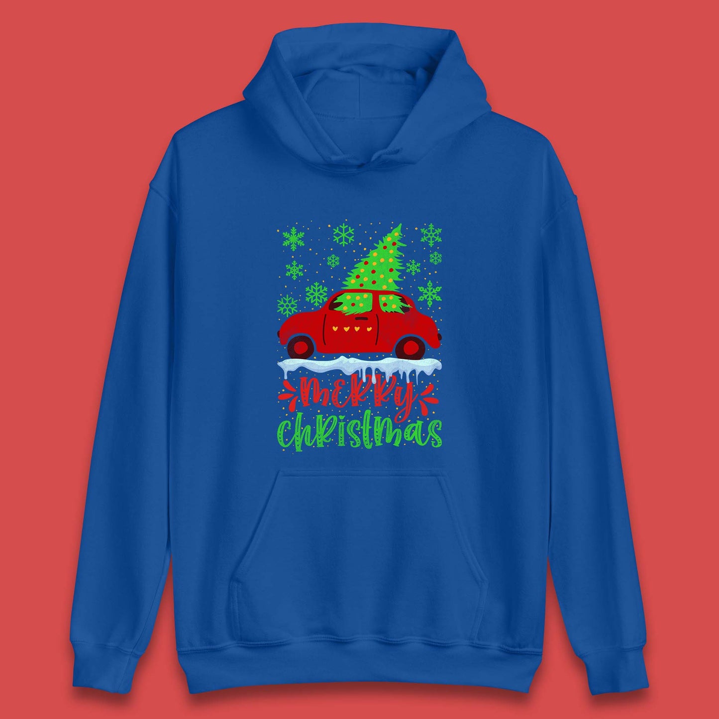 merry christmas red car hoodie