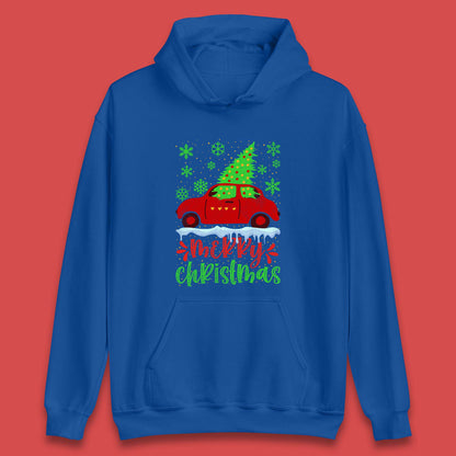 merry christmas red car hoodie