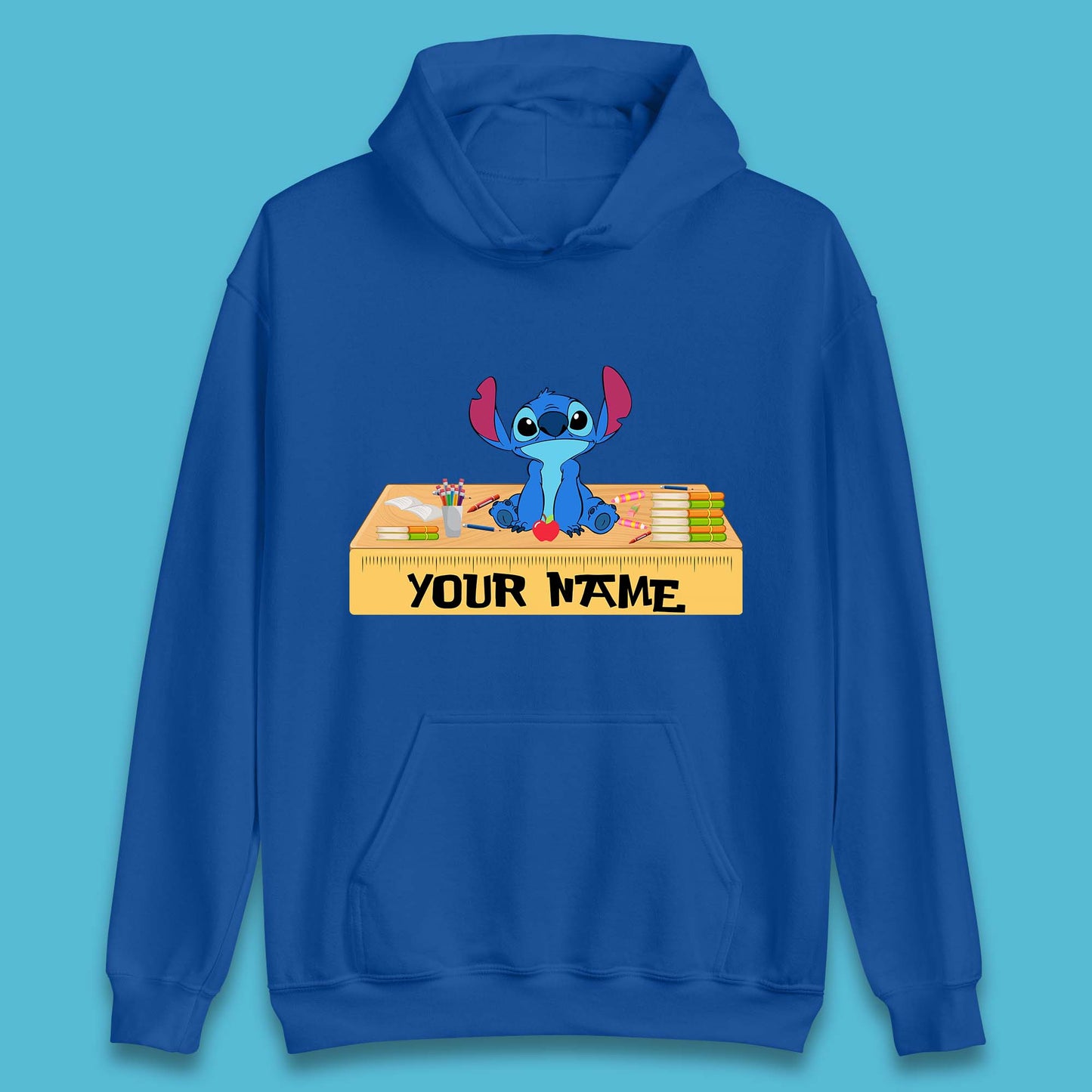 Personalised Disney Stitch Welcome Back To School Your Name Lilo & Stitch School First Day Of School Unisex Hoodie