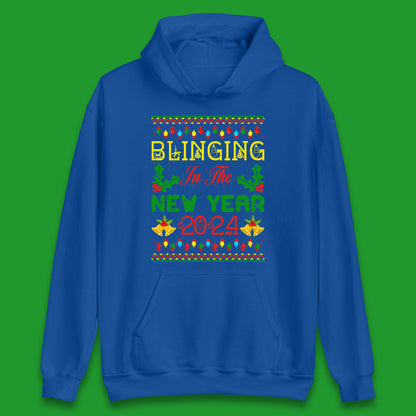 Blinging In The New Year 2024 Christmas Happy New Year Xmas Festive Celebration Unisex Hoodie