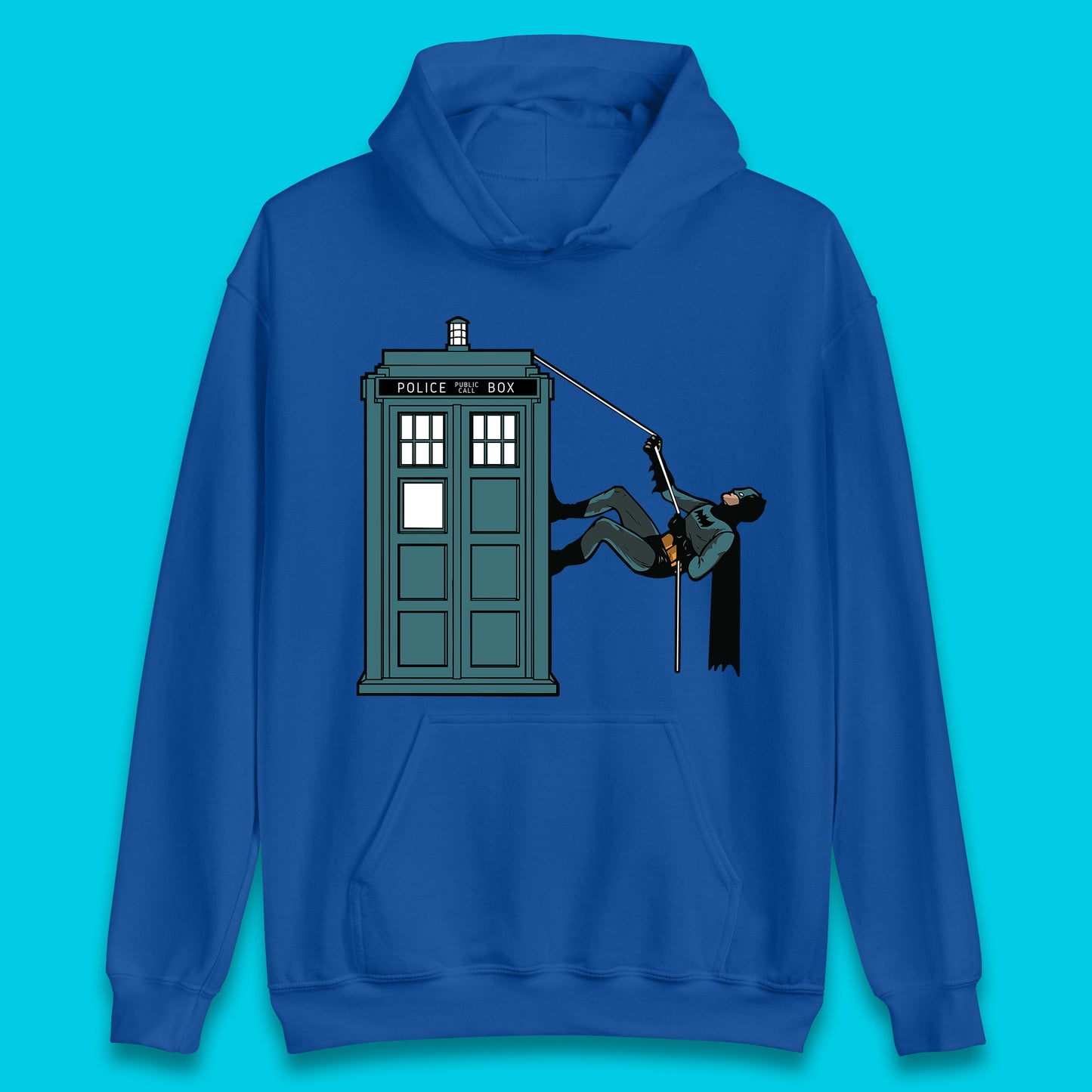 Batman Climbing Police Public Call Box DC Comics Superhero Movie Character Unisex Hoodie