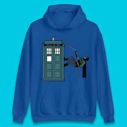 Batman Climbing Police Public Call Box DC Comics Superhero Movie Character Unisex Hoodie