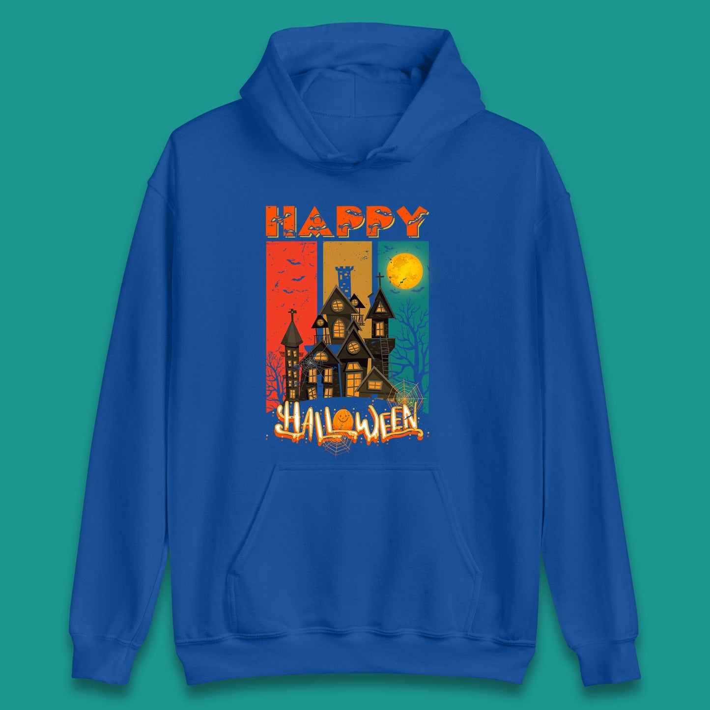 Happy Halloween Vintage Style Horror Scary Haunted House Unisex Hoodie