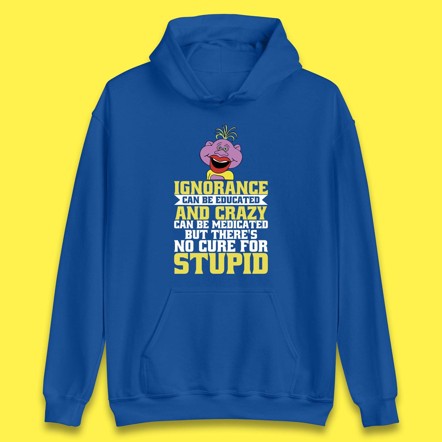 Ignorance Can Be Educated And Crazy Can Be Medicated But There's No Cure For Stupid Anonymous Quote Unisex Hoodie