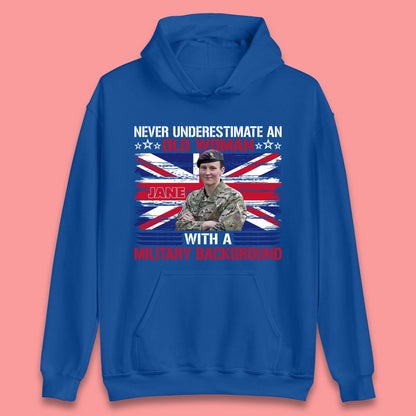 Personalised Never Underestimate An Old Woman Unisex Hoodie