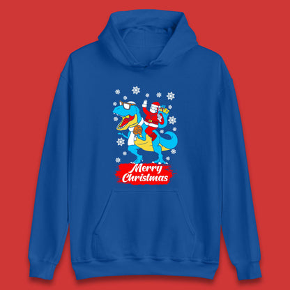 Santa Claus Riding T-Rex Christmas Unisex Hoodie