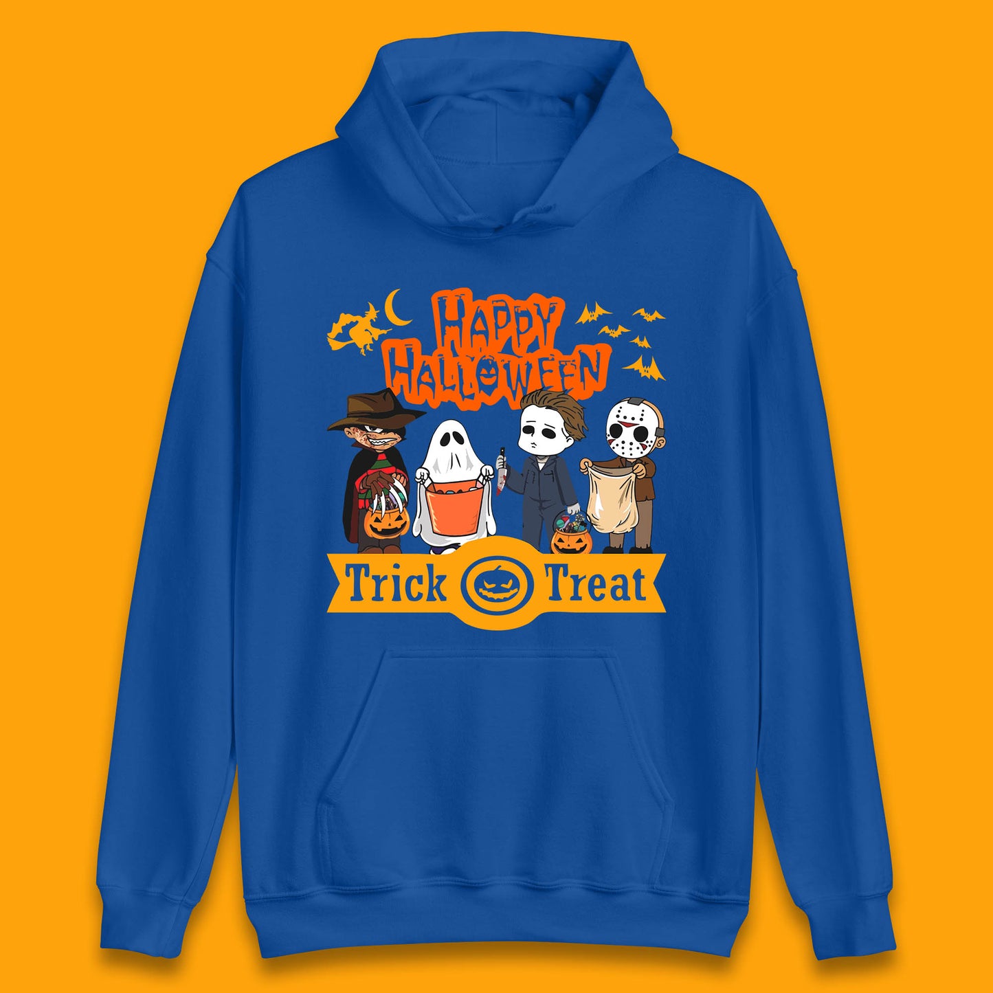Happy Halloween Trick Or Treat Chibi Horror Movie Characters Killer Unisex Hoodie