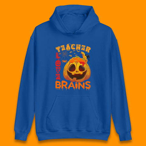 Teacher Love Brain Halloween Spooky Teacher Trick Or Teach Unisex Hoodie