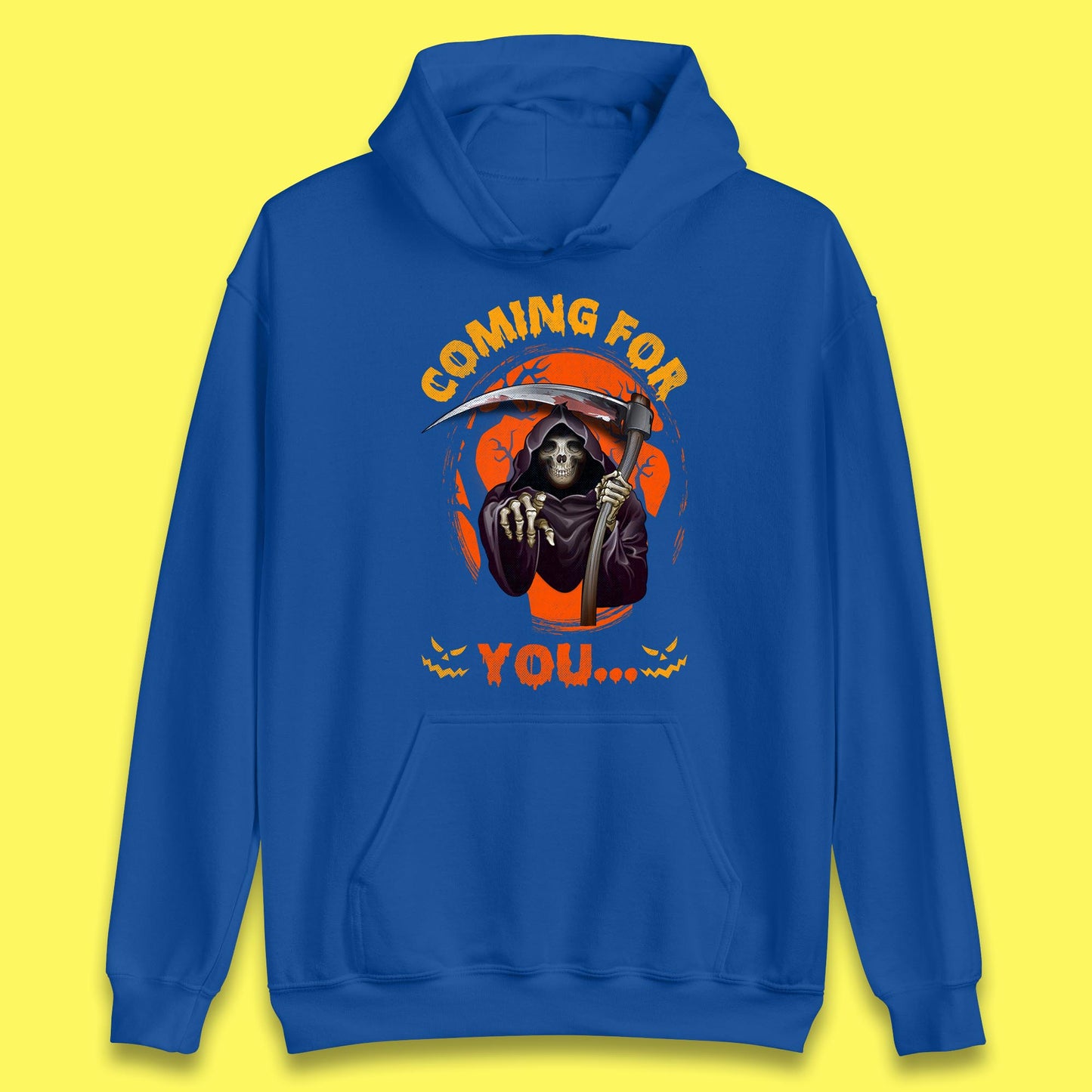 Coming For You Grim Reaper Halloween Skeleton With Scythe Halloween Ghost Unisex Hoodie