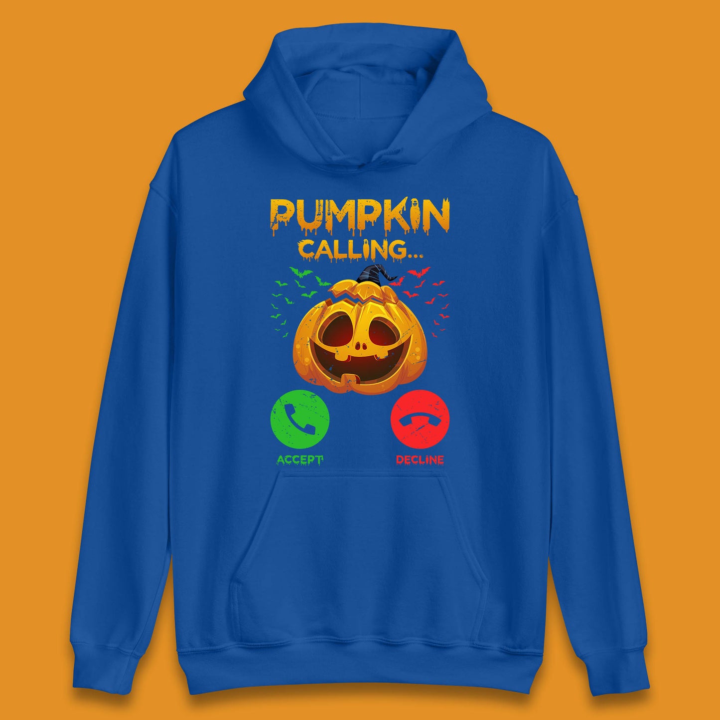 Halloween Pumpkin Calling Funny Phone Call Horror Scary Jack O Lantern Unisex Hoodie