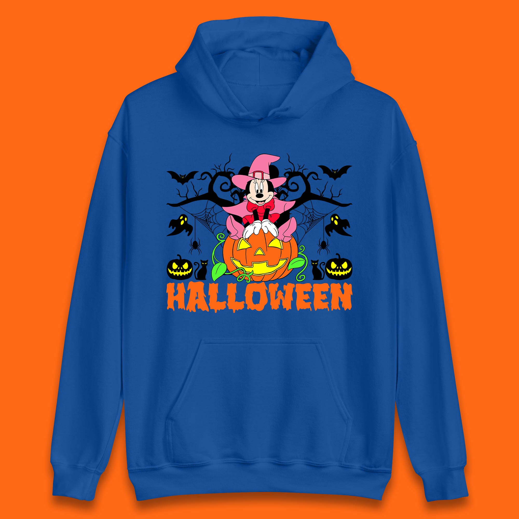 Disney Halloween Witch Minnie Mouse Sitting On Pumpkin Horror Scary Disneyland Trip Costume Unisex Hoodie