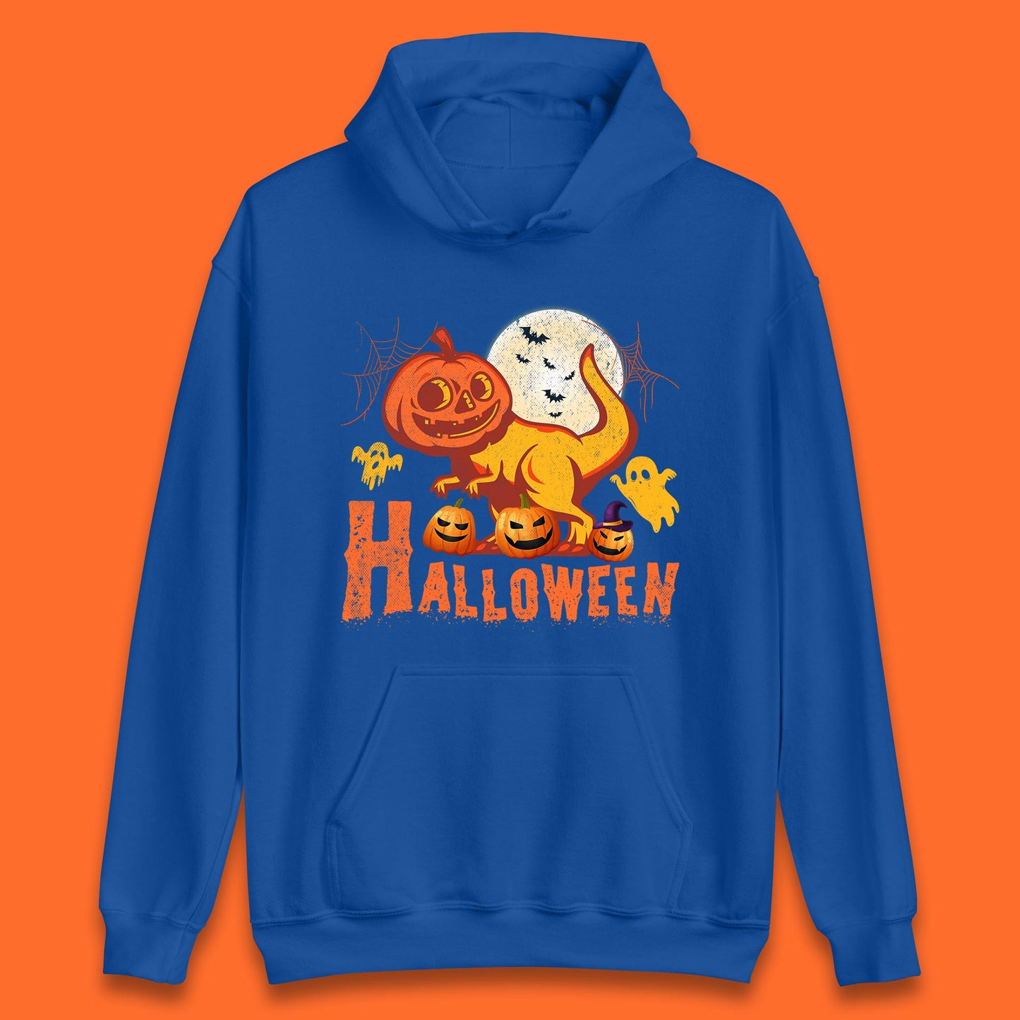 Halloween Dinosaur Jack O Lantern T-Rex Funny Dino Pumpkin Scary Boo and Bats Festive Costume Unisex Hoodie