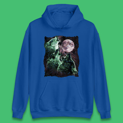 Three Wolf Howling At Moon Wild Free Wolves Three Wolf Dog Animal The Mountain Unisex Hoodie