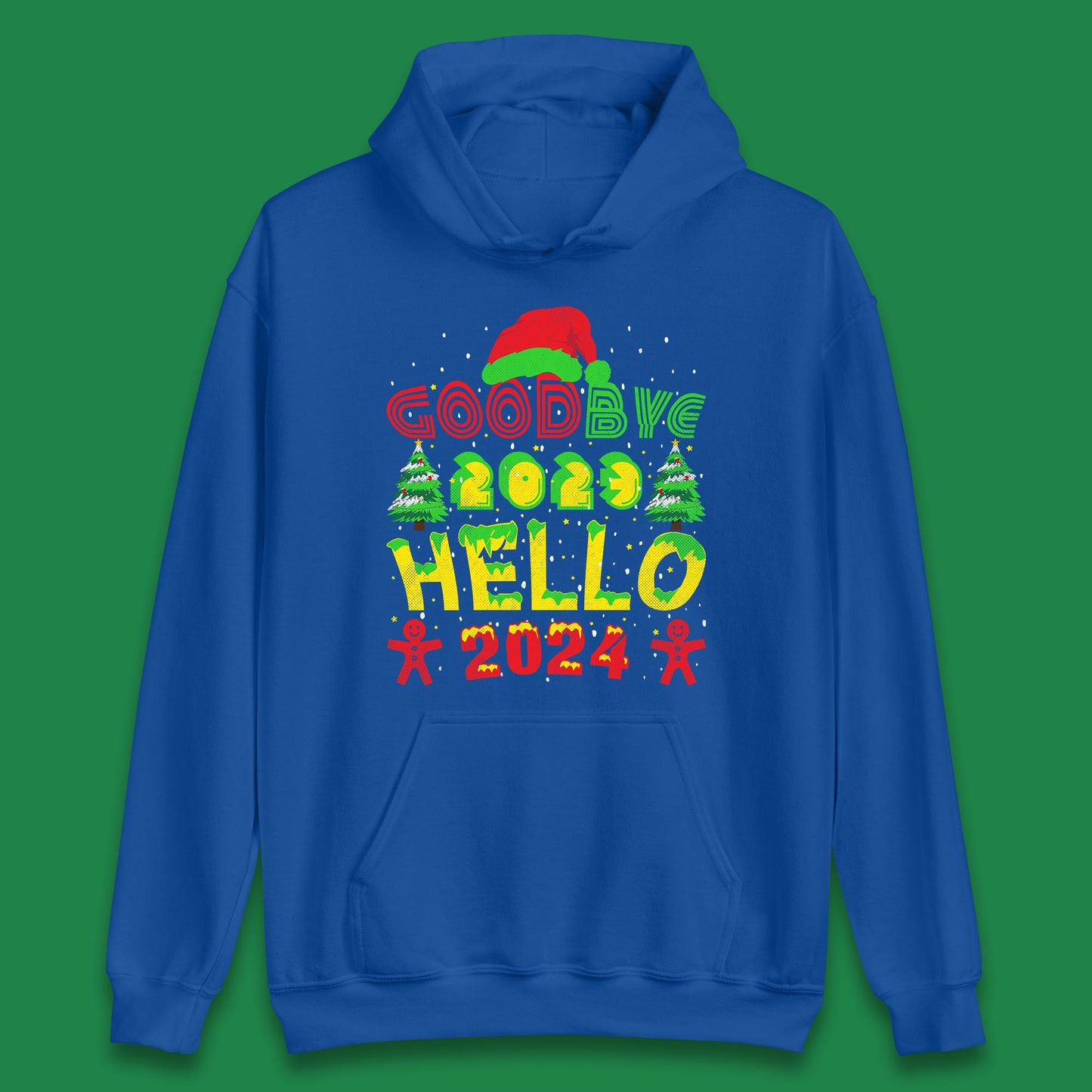 Good Bye 2023 Hello 2024 Merry Christmas Funny Happy New Year Xmas Unisex Hoodie