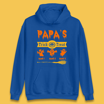 Personalised Papa's Trick Or Treat Halloween Custom Your Boo Ghost Children Names Scary Spooky Costume Unisex Hoodie