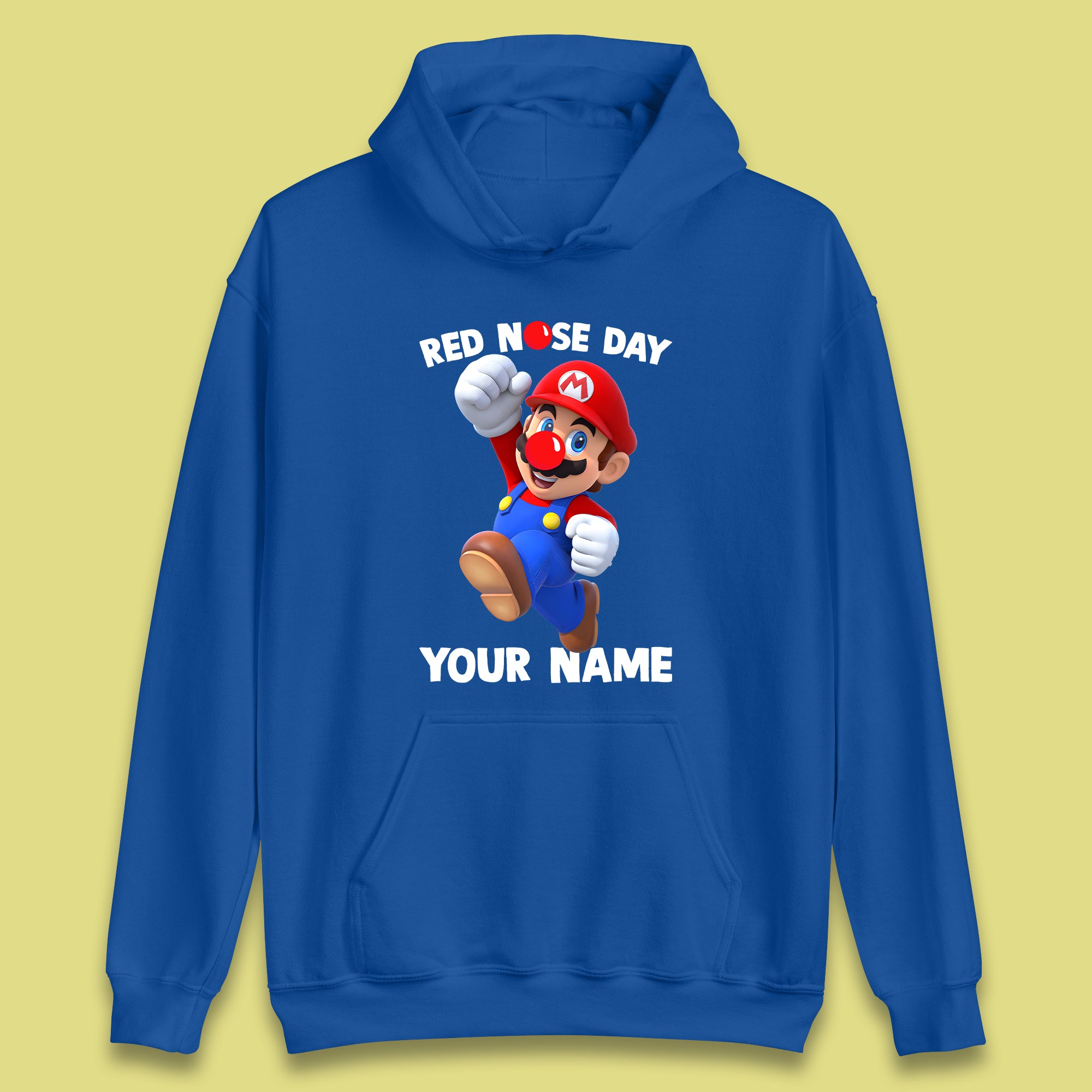 Personalised Super Mario Red Nose Day Unisex Hoodie