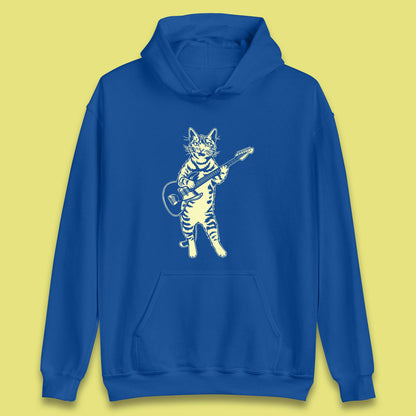 Rock Cat Playing Guitar Musician Guitarist Cat Music Lovers Unisex Hoodie