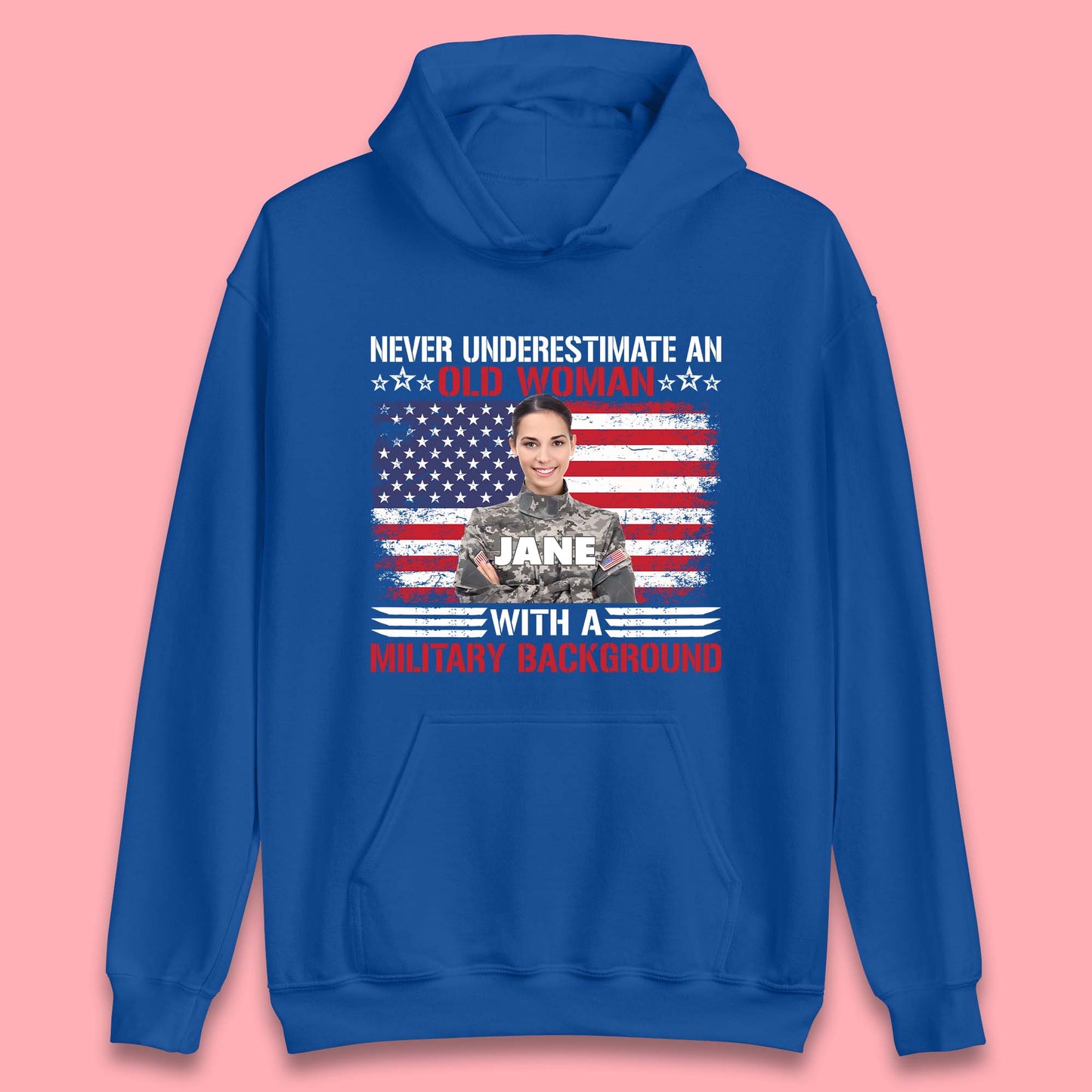 Personalised Never Underestimate An Old Woman Unisex Hoodie
