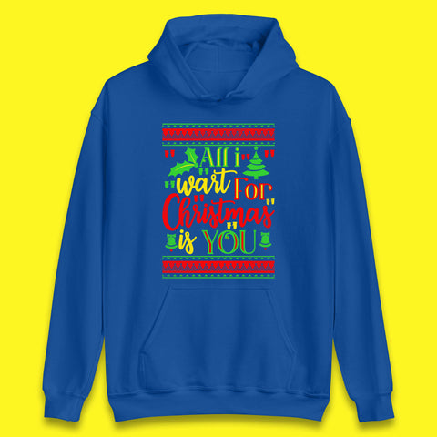 All I Want For Christmas Is You Funny Xmas Saying Holiday Celebration Unisex Hoodie
