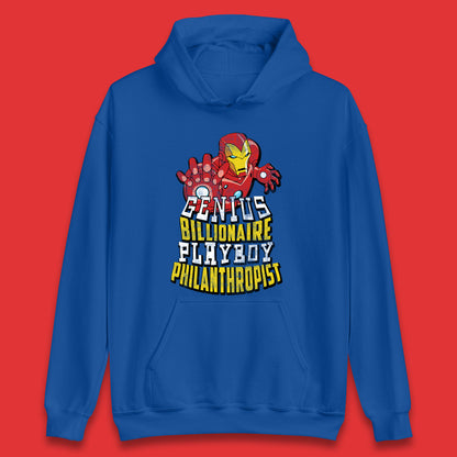 Tony Stark Quote Genius Billionaire Playboy Philanthropist Marvel Avenger Iron Man Superhero Movie Character Unisex Hoodie