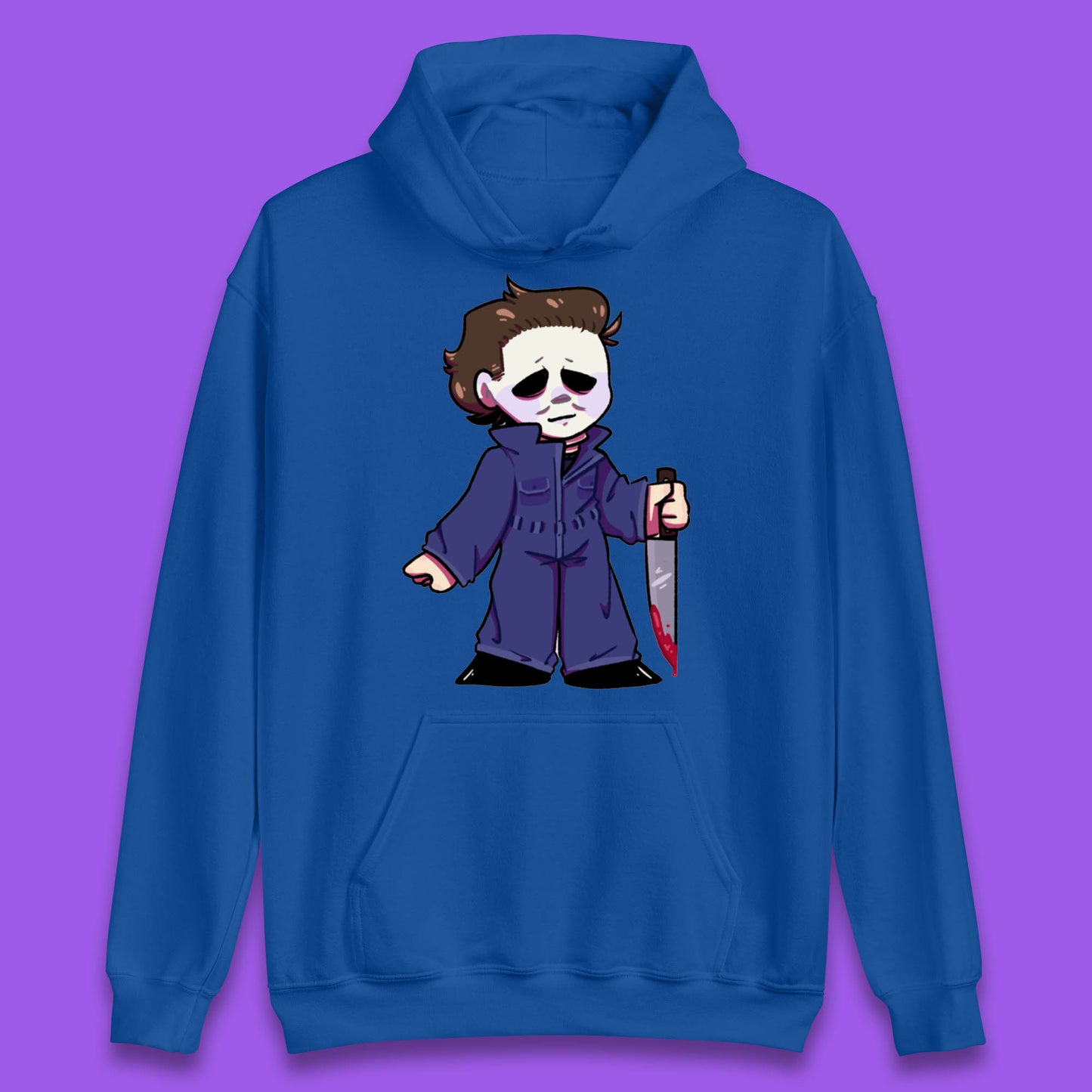 Chibi Michael Myers Holding Bloody Knife Halloween Serial Killer Horror Movie Character Unisex Hoodie