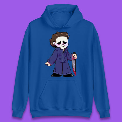Chibi Michael Myers Holding Bloody Knife Halloween Serial Killer Horror Movie Character Unisex Hoodie