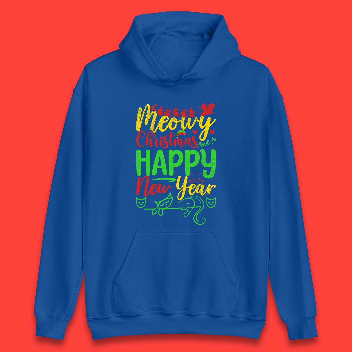 meowy christmas cat hoodie