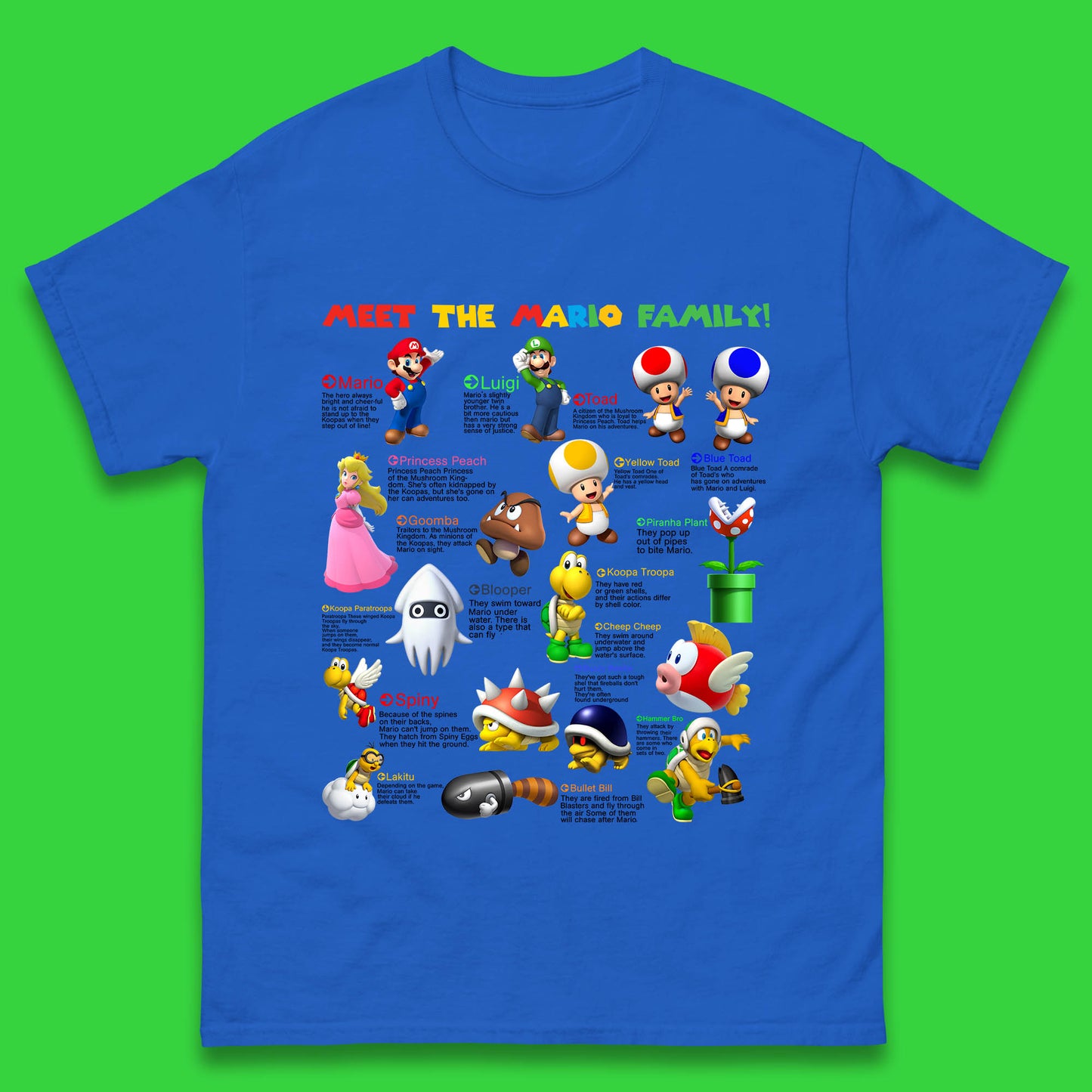 Meet The Mario Family Super Mario Vintage Mario Family Matching Costume Mens Tee Top