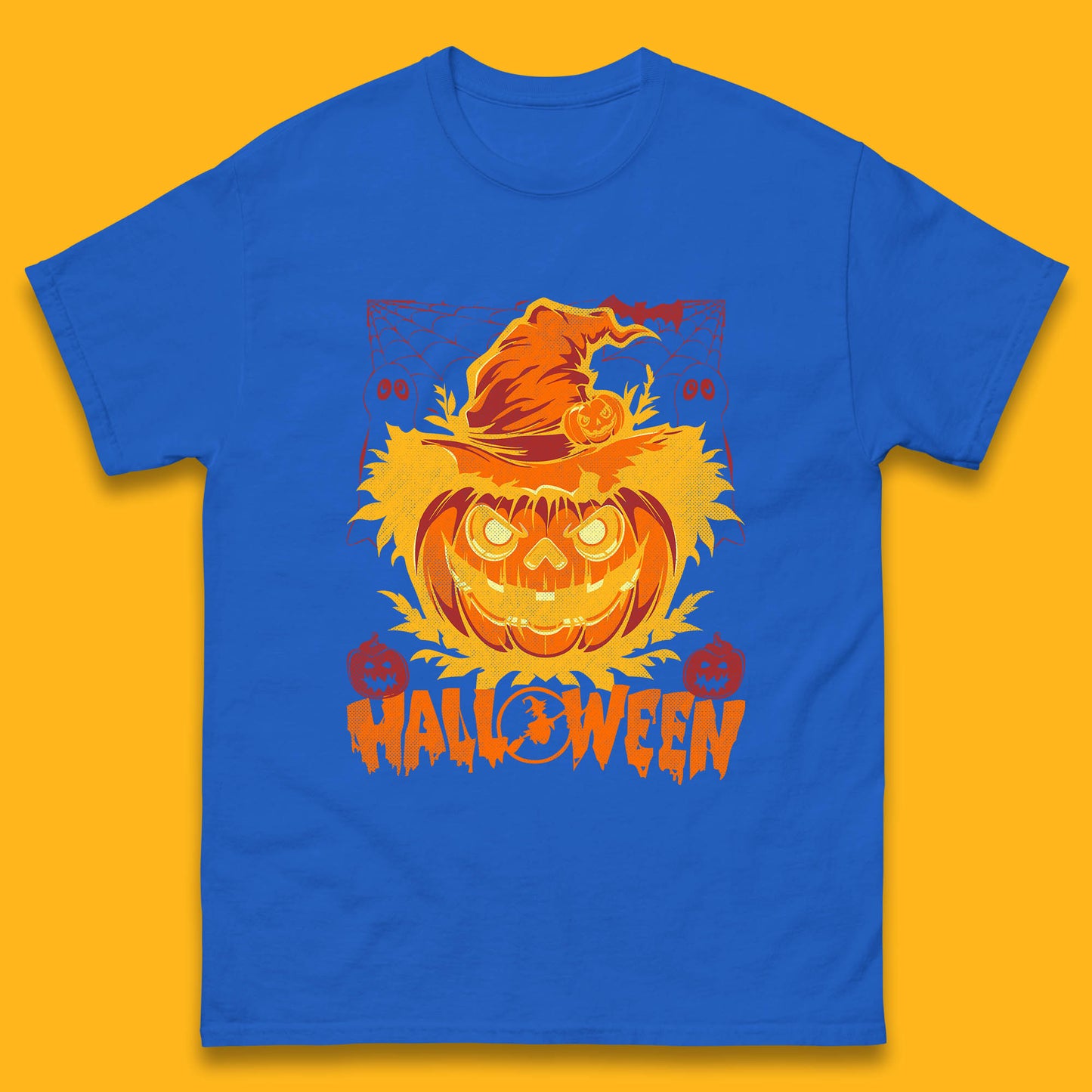 Halloween Scary Pumpkin Face Jack O Lantern Horror Halloween Night Mens Tee Top