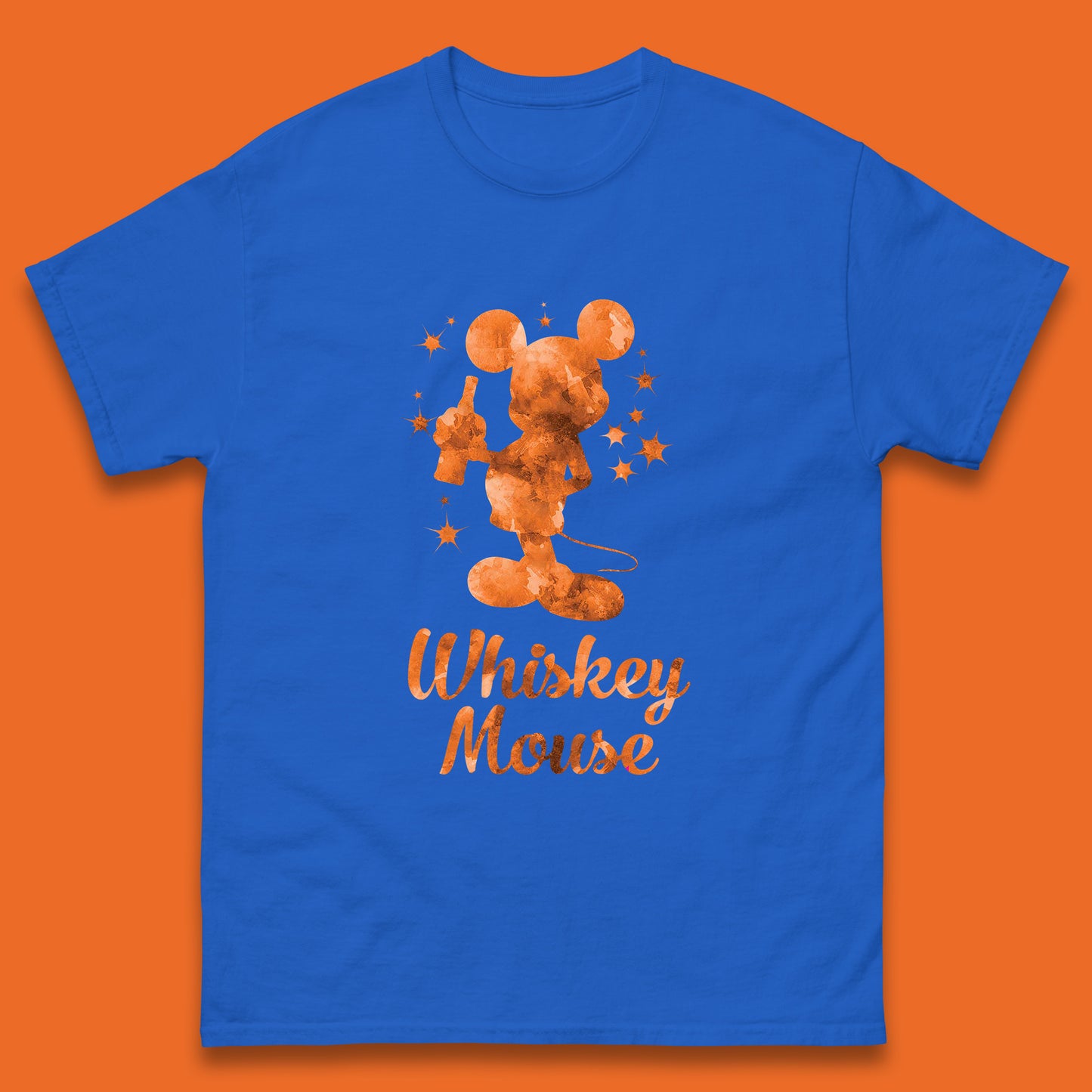 Whiskey Mouse Mickey Minnie Mouse Cartoon Character Holding Beer Bottle Disneyland Whiskey Lovers Mens Tee Top