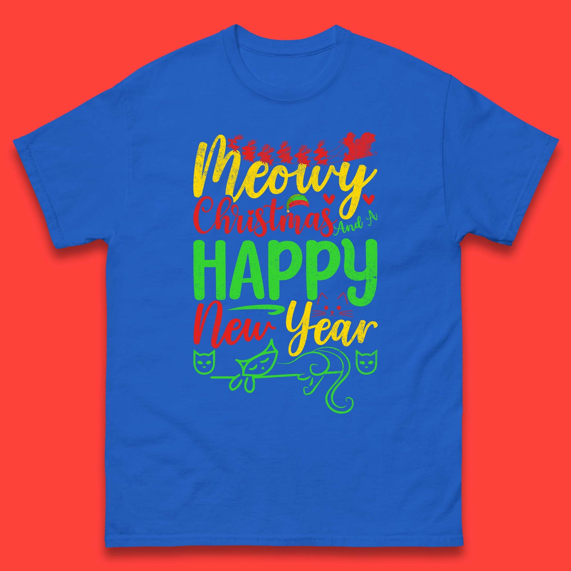meowy christmas cat t shirt