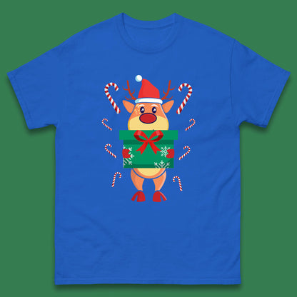 reindeer holding gift christmas t shirt