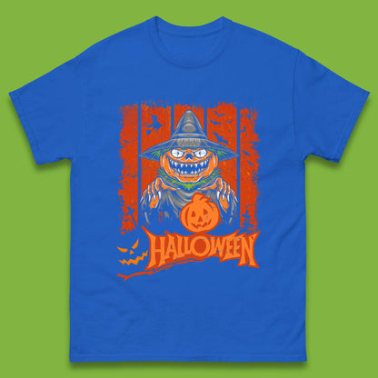 Halloween Pumpkin Head Scarecrow Jack O Lantern Pumpkin Head Horror Scary Vintage Retro Mens Tee Top