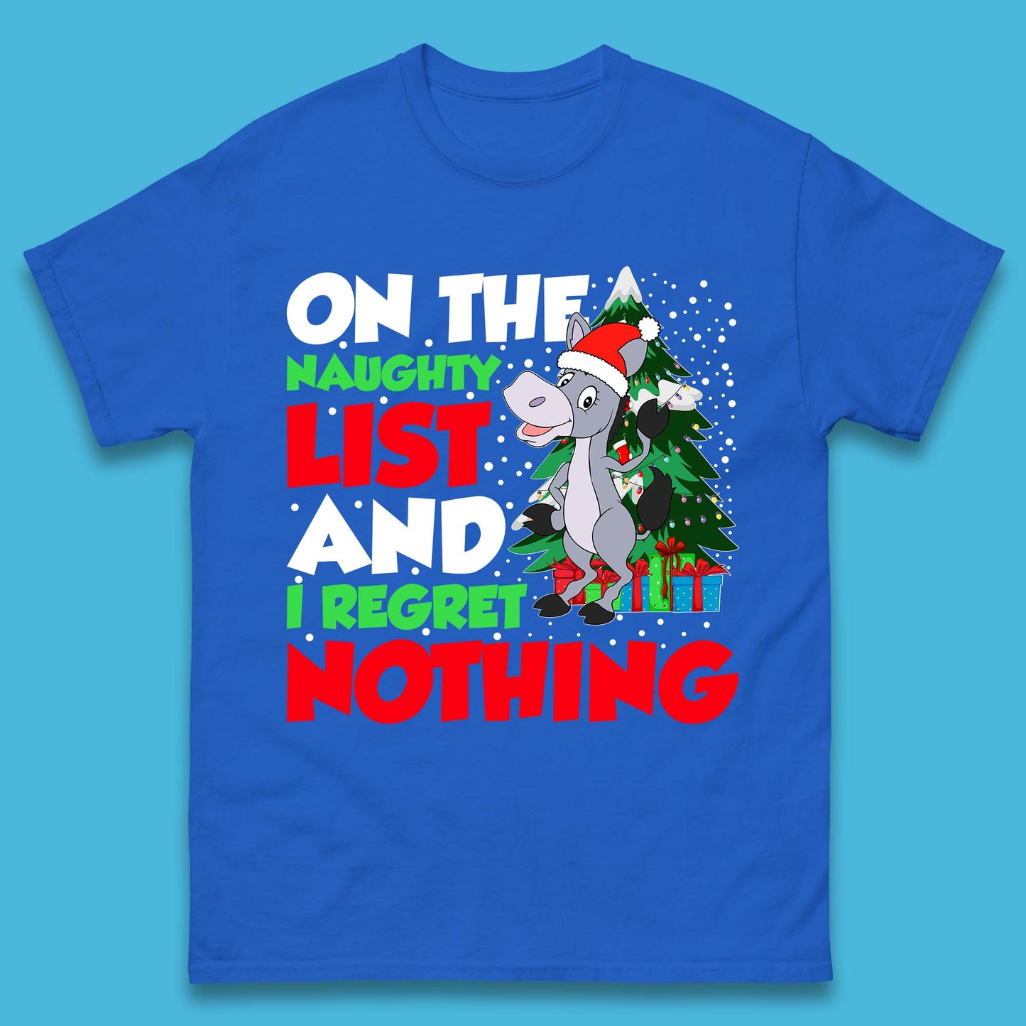 Donkey Christmas Naughty List Mens T-Shirt