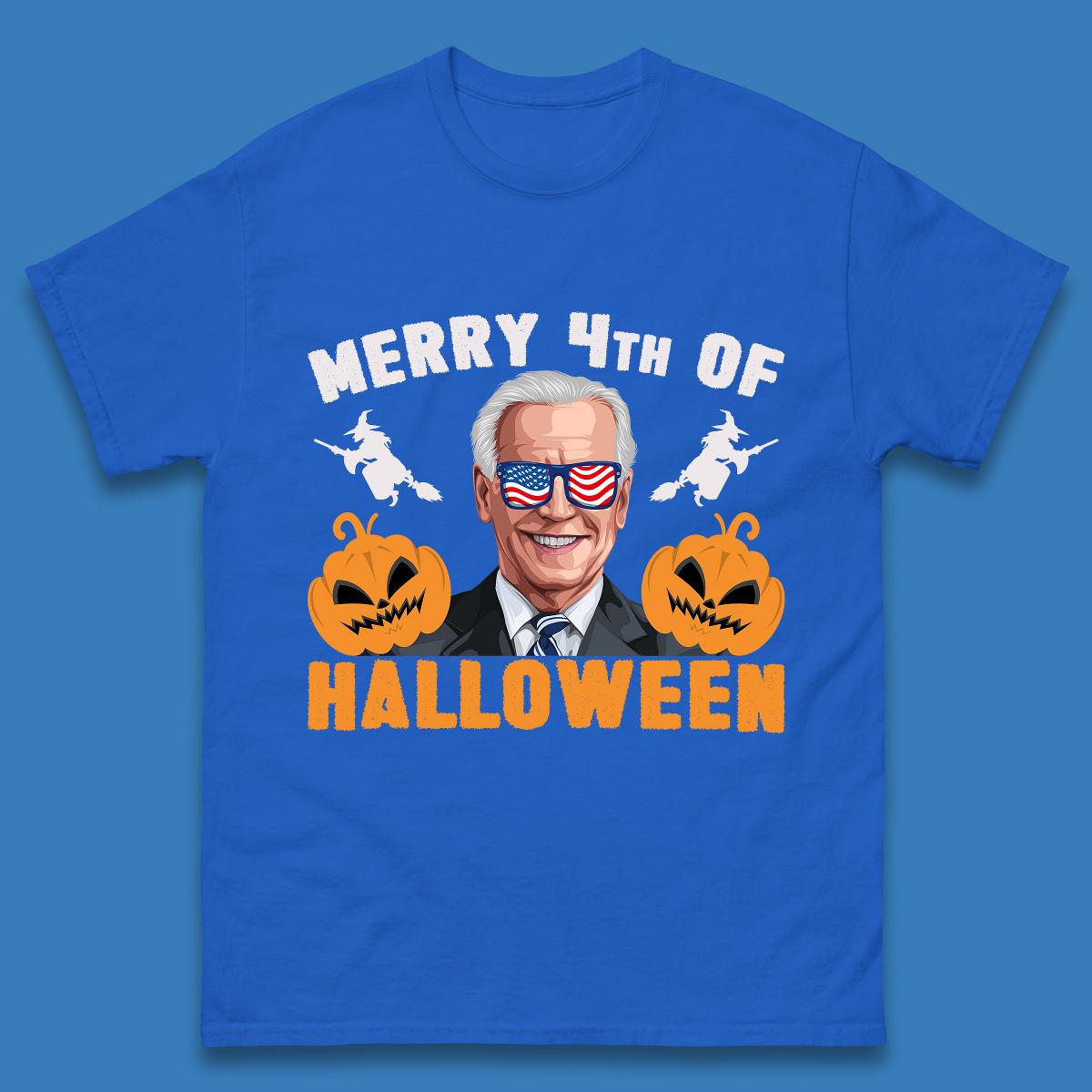 Merry 4th Of Halloween Funny Confused Joe Biden 4th Of July Mens Tee Top