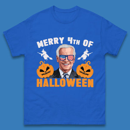 Merry 4th Of Halloween Funny Confused Joe Biden 4th Of July Mens Tee Top