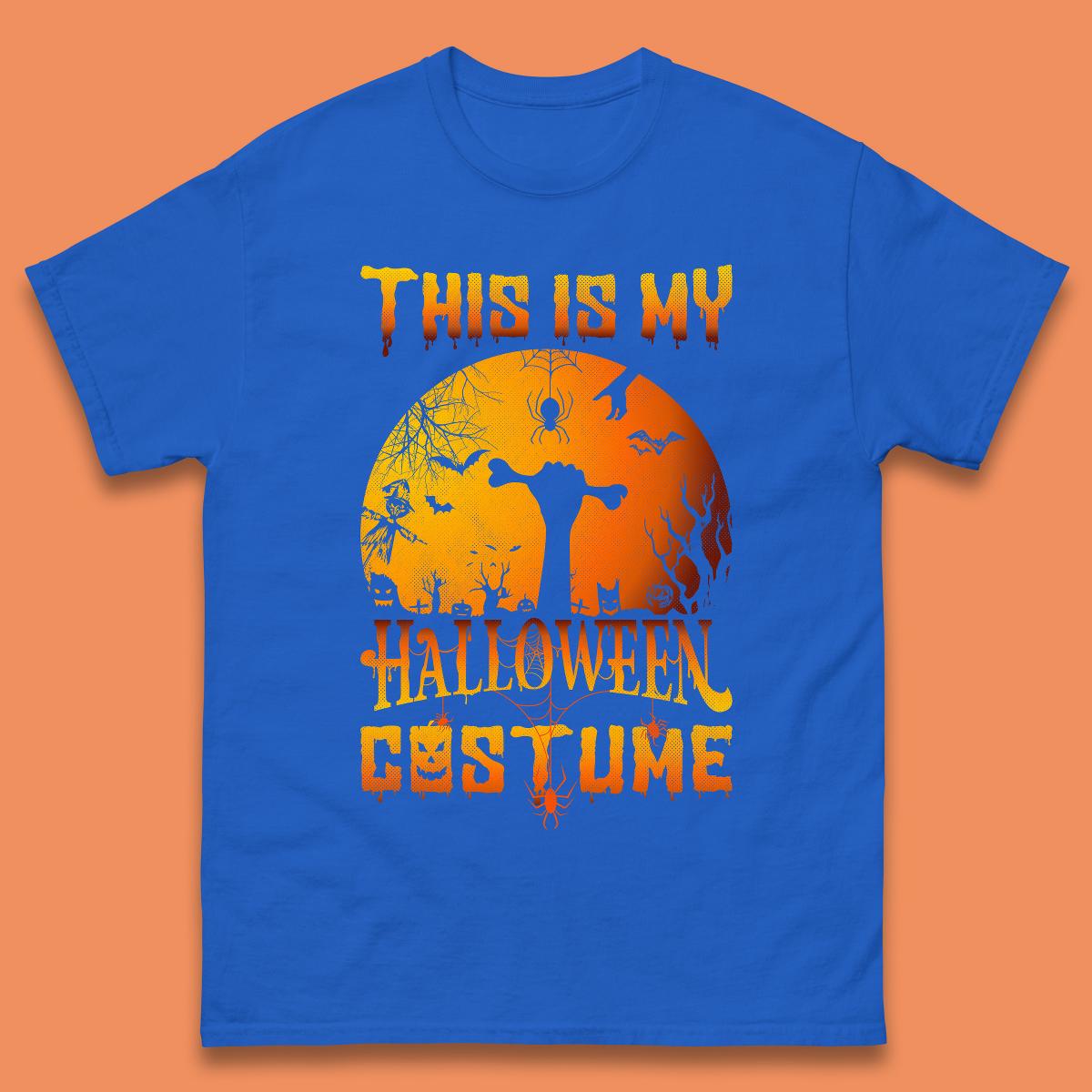 This Is My Halloween Costume Zombie Hand Rising Out Of A Graveyard & Holding Bone In Spooky Night Mens Tee Top