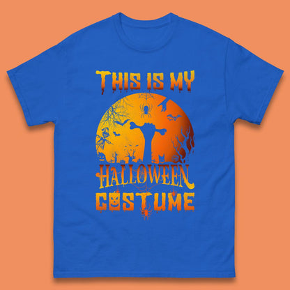 This Is My Halloween Costume Zombie Hand Rising Out Of A Graveyard & Holding Bone In Spooky Night Mens Tee Top