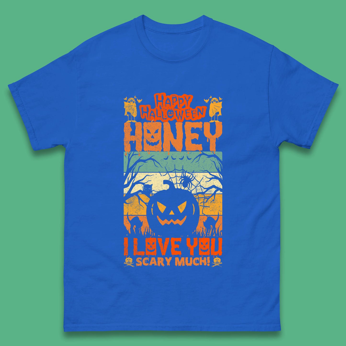 Happy Halloween Honey I Love You Scary Much Funny Halloween Scary Pumpkin Mens Tee Top