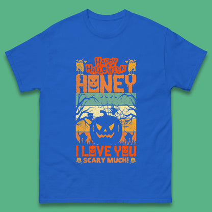 Happy Halloween Honey I Love You Scary Much Funny Halloween Scary Pumpkin Mens Tee Top
