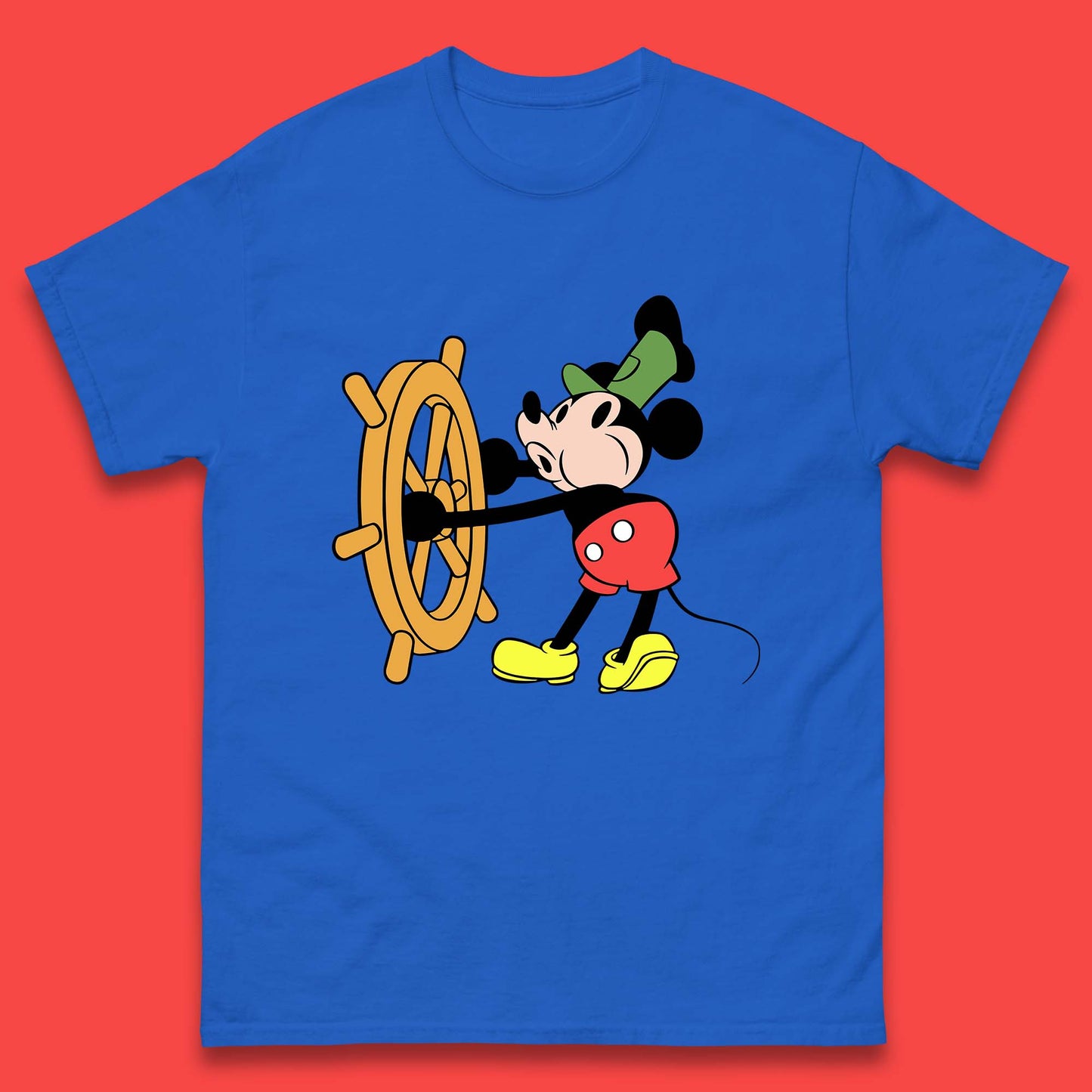 Classic Disney Mickey Mouse Steamboat Willie Disneyland Magic Kingdom Trip Mens Tee Top