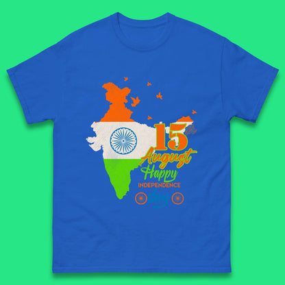15th August India Happy Independence Day Patriotic Indian Map Flag Mens Tee Top