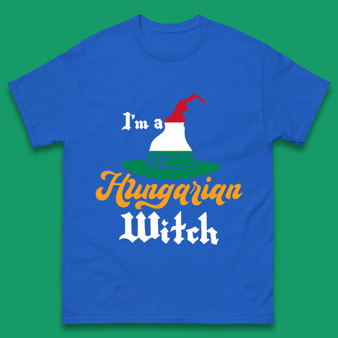 I'm A Hungarian Witch Halloween Witch Hat Hungarian Flag Mens Tee Top