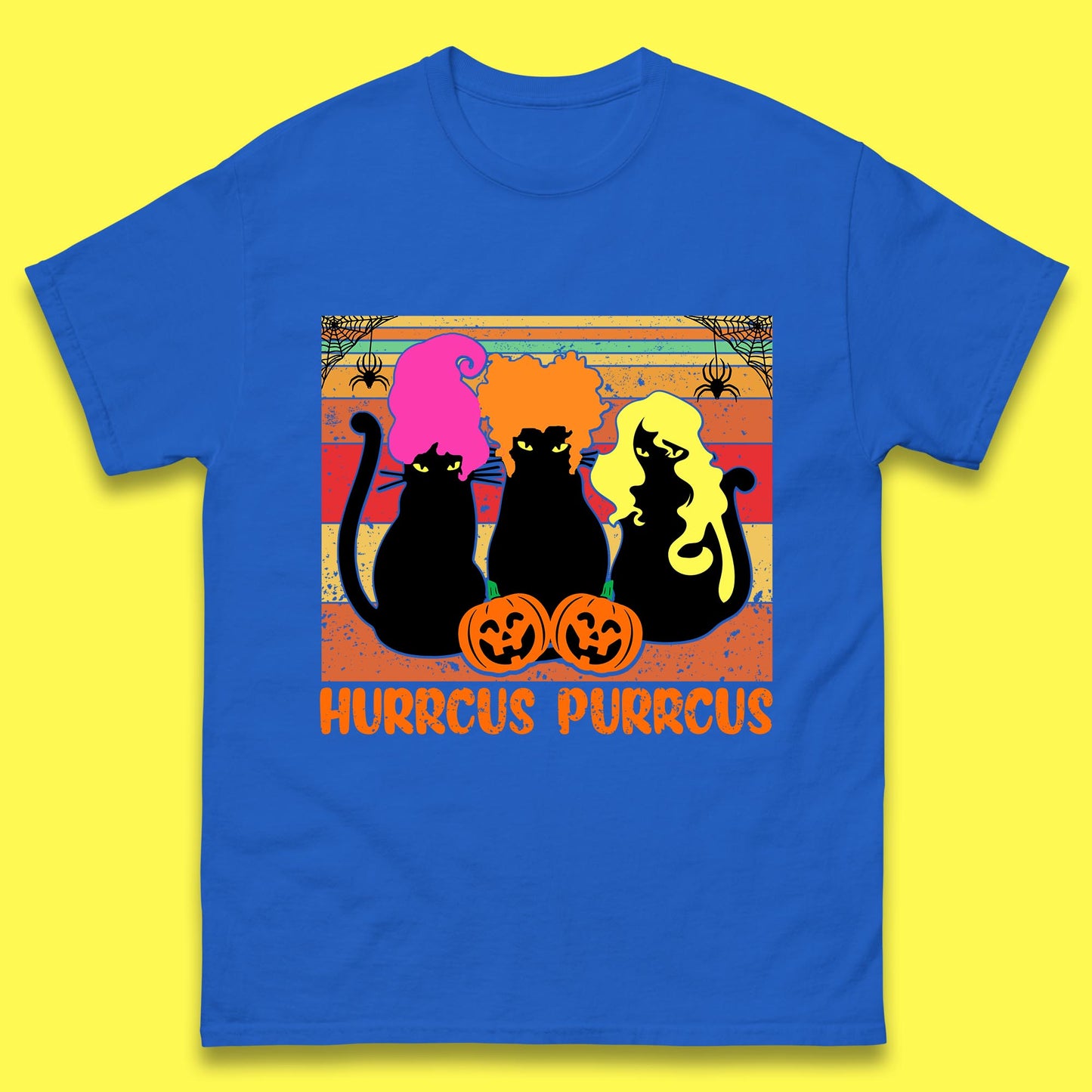 Vintage Halloween Witches Hurrcus Purrucs Scary Cat Horror Pumpkin Faces Hocus Pocus Halloween Costume Mens Tee Top