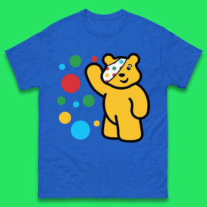 Spotty Pudsey Bear Hand Waving Dotty Spot Fundraising Children In Need Spotty Bear Spotty Day Mens Tee Top