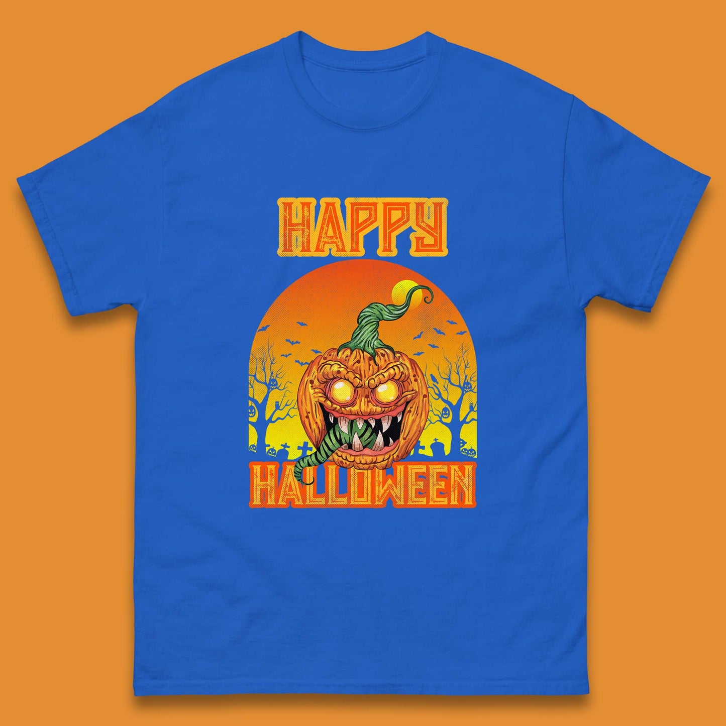 Happy Halloween Zombie Monster Pumpkin Jack-o-lantern Spooky Season Mens Tee Top