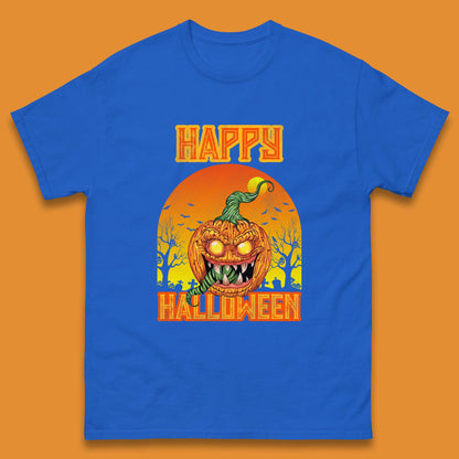 Happy Halloween Zombie Monster Pumpkin Jack-o-lantern Spooky Season Mens Tee Top