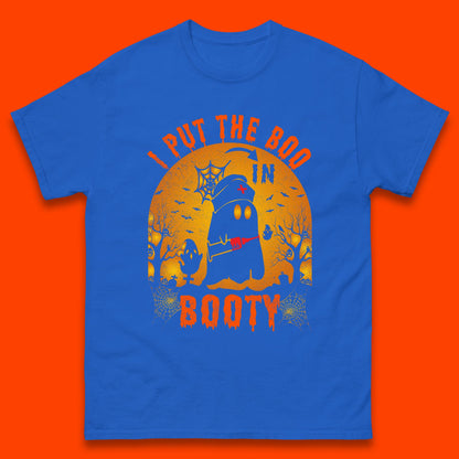 I Put The Boo In Booty Nurse Ghost Syringe Funny Halloween Nursing Boo Ghost Costume Mens Tee Top