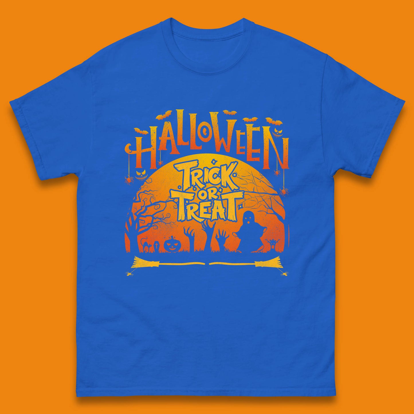 Halloween Trick Or Treat Horror Boo Ghost Creepy Zombie Hands Out Of Graveyard Mens Tee Top